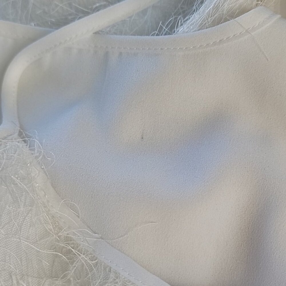J.CREW White Eyelash Fringe Retro Flapper Racer Back Party Holiday Cami Top 2 - Picture 11 of 11